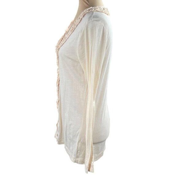 J. Crew Button Front Cardigan Sweater Ruffle Trim Light Peach Size S Small - Picture 2 of 7